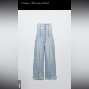 Zara strapless denim jumpsuit ~ NWT size L